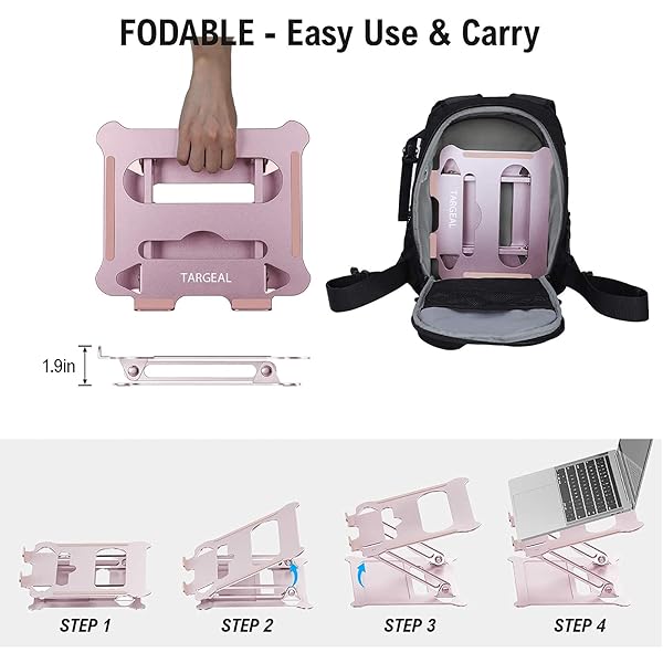 targeal Targeal Adjustable Laptop Riser Multi Angle Stand with Heat Vent for Mac Notebook Lenovo KT1 Rose - View 7 of 8