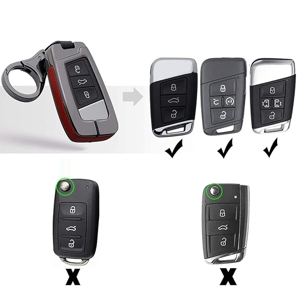 ontto ontto Full Protection Key Fob Cover for VW Smart Remote Key Shell Volkswagen Key Holder Blue with Keychain - View 3 of 10