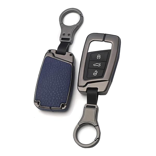 ontto ontto Full Protection Key Fob Cover for VW Smart Remote Key Shell Volkswagen Key Holder Blue with Keychain - View 2 of 10