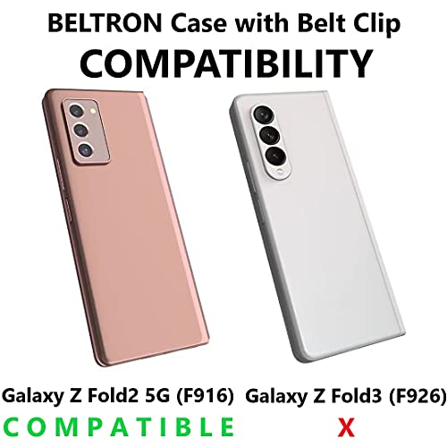 BELTRON BELTRON Galaxy Z Fold2 5G Case with Clip Snap-On Protective Cover Rotating Belt Holster and Kickstand Black 2020 Model SM-F916 - View 3 of 10