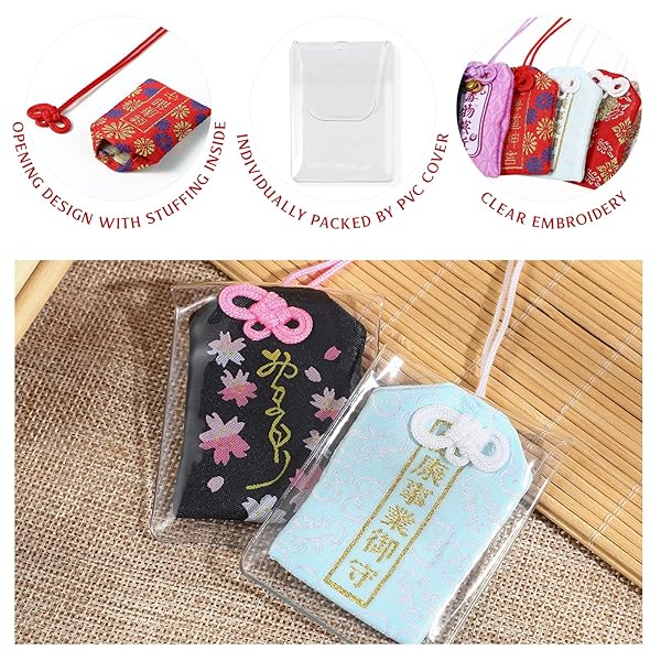 VOSAREA VOSAREA 10pcs Japanese Omamori Amulets Good Luck Charms for Health Fortune Wealth Success Assorted Colors - View 4 of 10