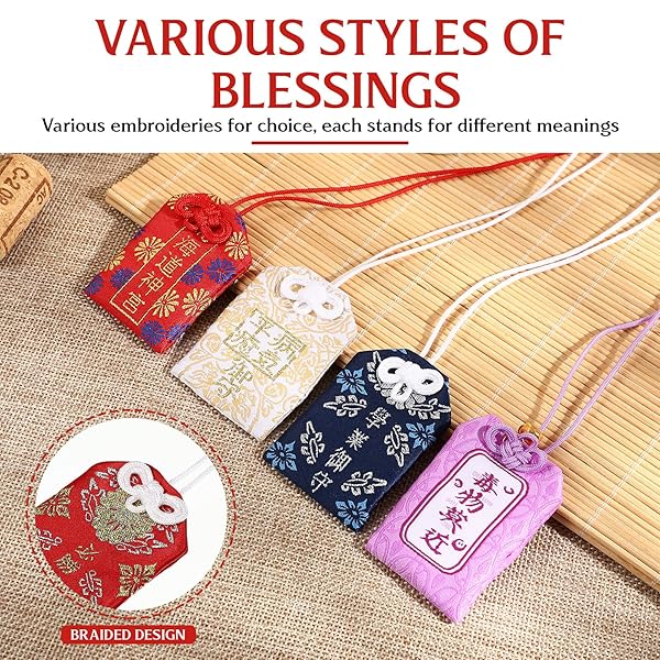 VOSAREA VOSAREA 10pcs Japanese Omamori Amulets Good Luck Charms for Health Fortune Wealth Success Assorted Colors - View 5 of 10