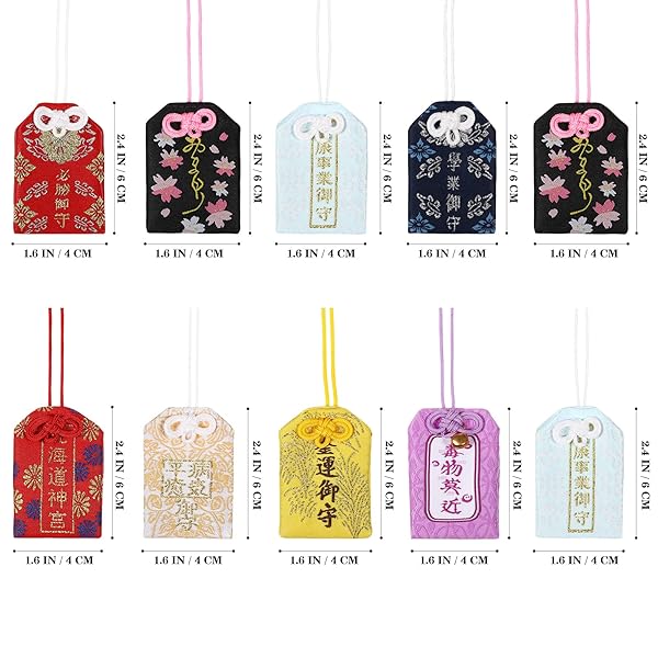 VOSAREA VOSAREA 10pcs Japanese Omamori Amulets Good Luck Charms for Health Fortune Wealth Success Assorted Colors - View 6 of 10