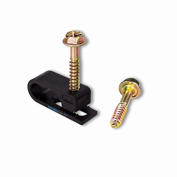 SatelliteSale 100 Pcs SatelliteSale Dual Siamese Screw Black Clips for Cable Management - Ethernet, Internet, Telephone, TV Wires - View 7 of 9