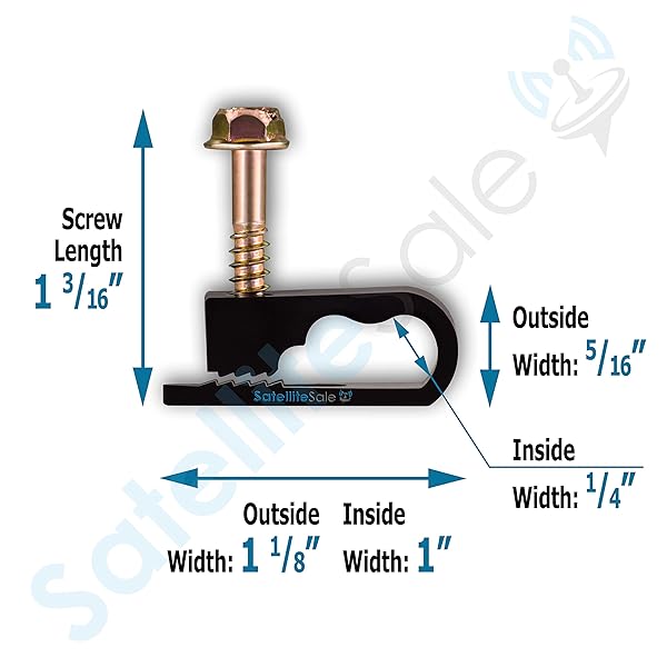SatelliteSale 100 Pcs SatelliteSale Dual Siamese Screw Black Clips for Cable Management - Ethernet, Internet, Telephone, TV Wires - View 9 of 9