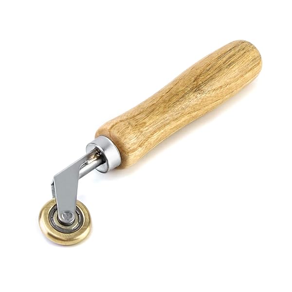 QWORK QWORK Brass Seam Roller for Roofing and Vinyl Flooring with Comfortable Wood Handle