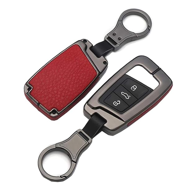 ontto ontto Full Protection Key Fob Cover for VW Smart Remote Key Shell Volkswagen Key Holder Red with Keychain - View 2 of 10