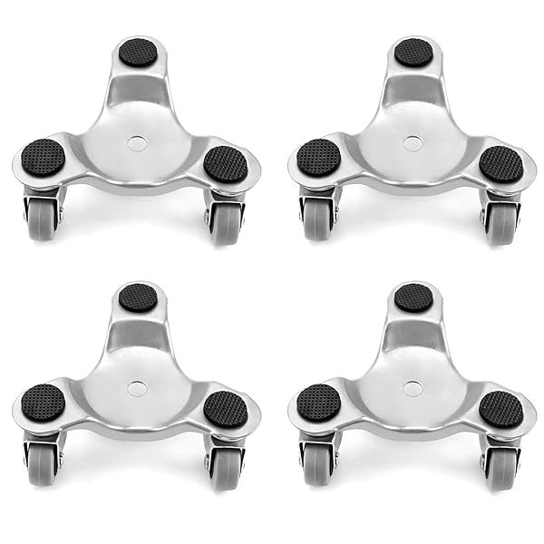 QWORK "QWORK 4-Piece 6" Steel Tri-Dolly Set - 400 lbs Capacity for Easy Furniture & Appliance Moving"