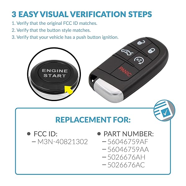 Keyless2Go Keyless2Go Replacement Smart Key for Dodge Chrysler 5 Button Proximity M3N-40821302 Sedan - View 5 of 7