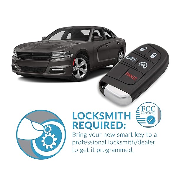 Keyless2Go Keyless2Go Replacement Smart Key for Dodge Chrysler 5 Button Proximity M3N-40821302 Sedan - View 6 of 7