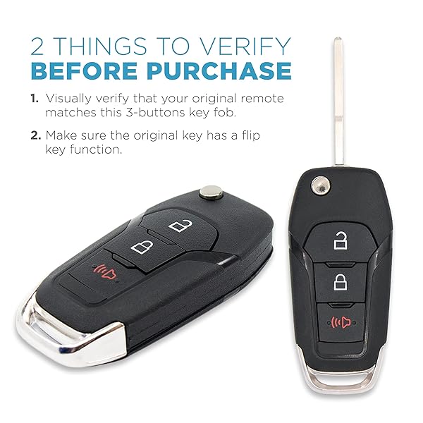 Keyless2Go Keyless2Go Replacement 3 Button Flip Key for Ford N5F-A08TAA 164-R8130 High Quality Key Fob - View 6 of 7