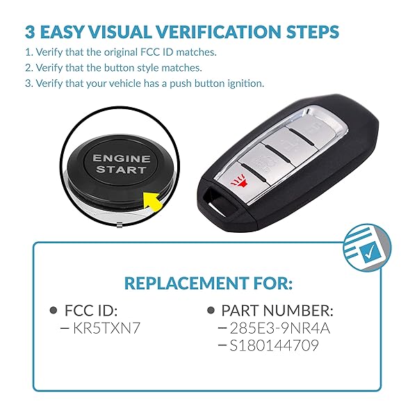Keyless2Go Keyless2Go Replacement 4 Button Proximity Smart Key for Infiniti KR5TXN7 285E3-9NR4A - View 4 of 7