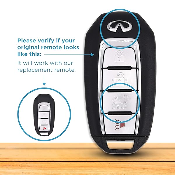 Keyless2Go Keyless2Go Replacement 4 Button Proximity Smart Key for Infiniti KR5TXN7 285E3-9NR4A - View 5 of 7