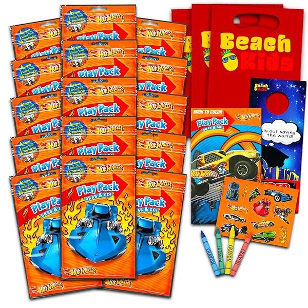 Bendon Bendon Publishing Set of 15 Kids Play Packs Bundle Fun Party Favors with Coloring Book Crayons Stickers Door Hanger and Loot Bags Hot Wheels - View 2 of 6
