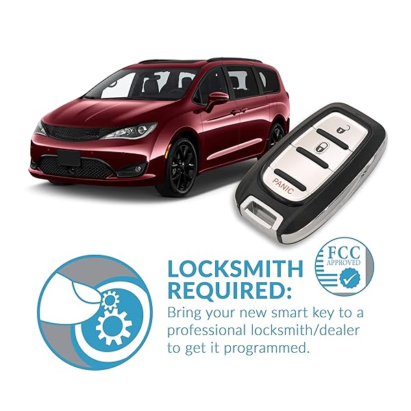 Keyless2Go Keyless2Go Replacement Smart Key for Chrysler Pacifica 3 Button Proximity M3N-97395900 68217827 AC - View 6 of 7