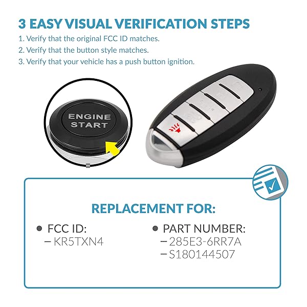 Keyless2Go Keyless2Go Replacement 5 Button Proximity Smart Key for Nissan KR5TXN4 285E3-6RR7A - View 5 of 7