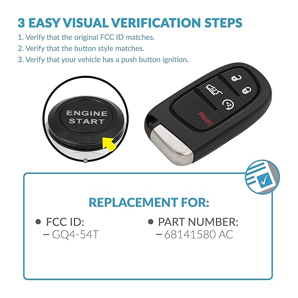 Keyless2Go Keyless2Go Replacement 5 Button Proximity Remote Smart Key for Jeep GQ4-54T 68141580 AC - View 5 of 7