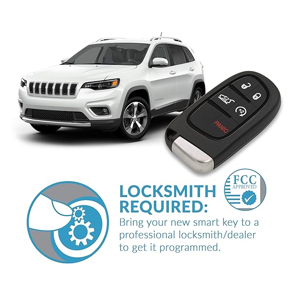 Keyless2Go Keyless2Go Replacement 5 Button Proximity Remote Smart Key for Jeep GQ4-54T 68141580 AC - View 6 of 7