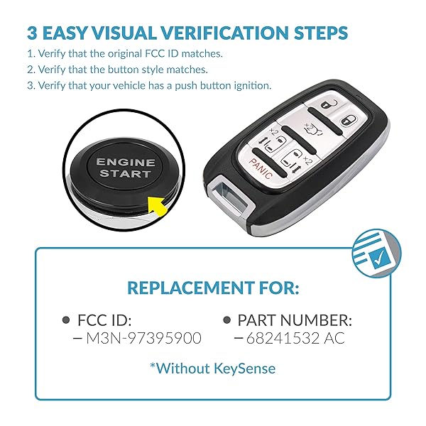 Keyless2Go Keyless2Go Replacement Smart Key for Chrysler Pacifica 6 Button Proximity M3N-97395900 68241532 AC - View 5 of 7