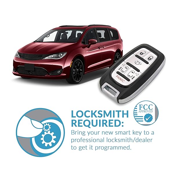 Keyless2Go Keyless2Go Replacement Smart Key for Chrysler Pacifica 6 Button Proximity M3N-97395900 68241532 AC - View 6 of 7