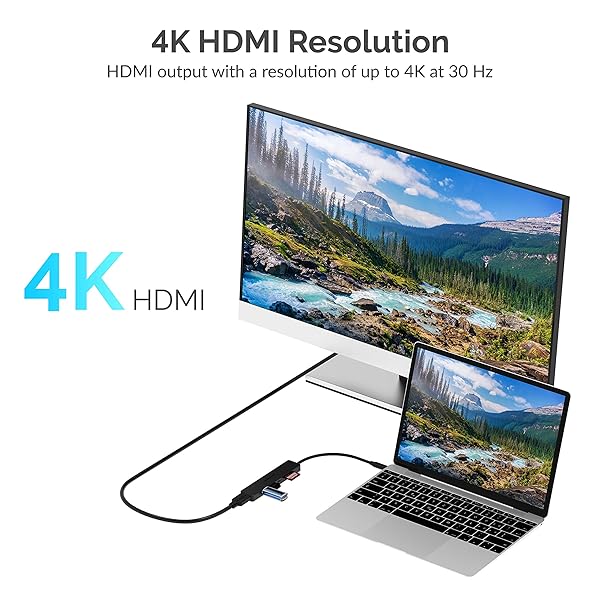 SABRENT SABRENT Multi-Port USB Type-C Hub: 4K HDMI, 60W Power Delivery, USB 3.0/2.0, SD/microSD Reader - Enhance Your Connectivity! - View 5 of 9