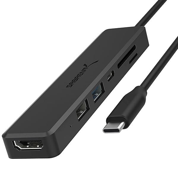 SABRENT SABRENT Multi-Port USB Type-C Hub: 4K HDMI, 60W Power Delivery, USB 3.0/2.0, SD/microSD Reader - Enhance Your Connectivity! - View 2 of 9