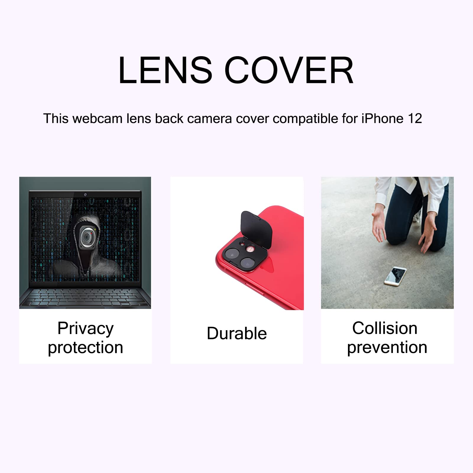EYSOFT EYSOFT Phone Camera Lens Cover for iPhone 12 Privacy Protection Strong Adhesive 2 Pack - View 6 of 8