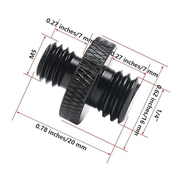 Mewuthede Mewuthede 4 Pcs 1/4 Inch Male to M5 Male Thread Screw Adapter for Tripod Mounting Camera Converter - View 3 of 6