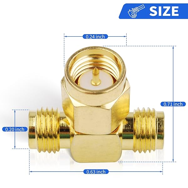 Superbat SUPERBAT SMA Adapter Splitter 2-Way SMA Male to Dual Female Antenna Converter Pack of 3 for Enhanced Signal Performance - View 5 of 7