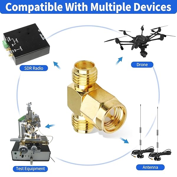 Superbat SUPERBAT SMA Adapter Splitter 2-Way SMA Male to Dual Female Antenna Converter Pack of 3 for Enhanced Signal Performance - View 7 of 7