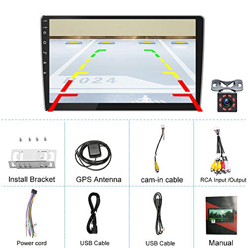 OiLiehu 10.1 Inch Android Double Din Car Stereo Touch Screen Radio with WiFi GPS Navigation Bluetooth FM Dual USB Backup Camera - View 8 of 10