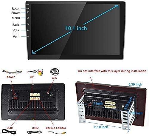 OiLiehu 10.1 Inch Android Double Din Car Stereo Touch Screen Radio with WiFi GPS Navigation Bluetooth FM Dual USB Backup Camera - View 9 of 10