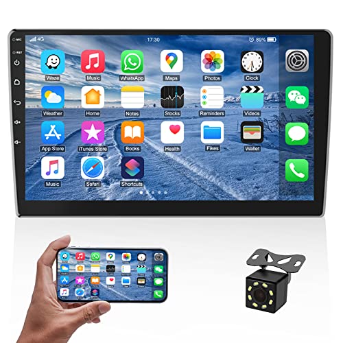 OiLiehu 10.1 Inch Android Double Din Car Stereo Touch Screen Radio with WiFi GPS Navigation Bluetooth FM Dual USB Backup Camera