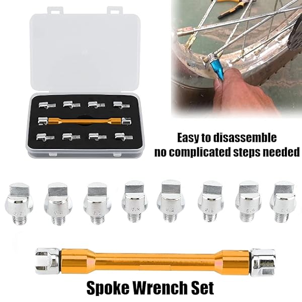 Qiilu Qiilu Motorcycle Spoke Wrench Set CNC Spanner Kit 93mm Repair Tool for Dirt Bike Wheel Tire Adjustment Gold Finish - View 3 of 10