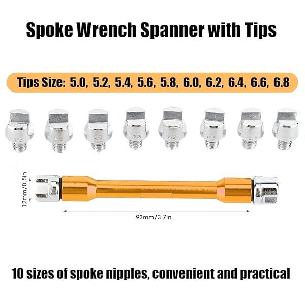 Qiilu Qiilu Motorcycle Spoke Wrench Set CNC Spanner Kit 93mm Repair Tool for Dirt Bike Wheel Tire Adjustment Gold Finish - View 4 of 10