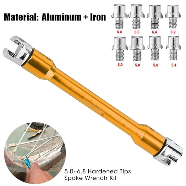 Qiilu Qiilu Motorcycle Spoke Wrench Set CNC Spanner Kit 93mm Repair Tool for Dirt Bike Wheel Tire Adjustment Gold Finish - View 5 of 10