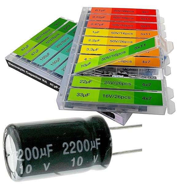 304pcs Electrolytic Capacitor Assortment Kit: 0.1uF to 2200uF for Arduino & Industrial Use