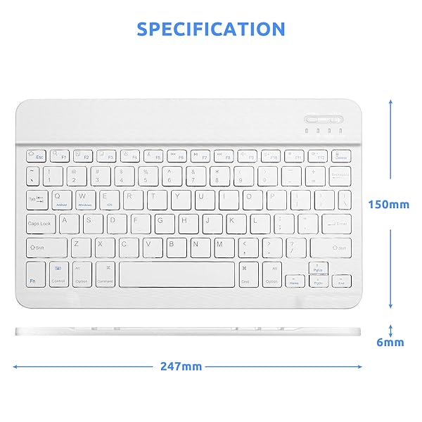 EDIVIA EDIVIA Wireless Keyboard for Amazon Fire HD 10 11 8 Slim Portable Bluetooth with Rechargeable Battery White - View 3 of 7