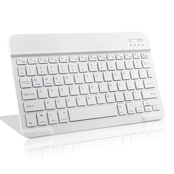 EDIVIA EDIVIA Wireless Keyboard for Amazon Fire HD 10 11 8 Slim Portable Bluetooth with Rechargeable Battery White - View 2 of 7