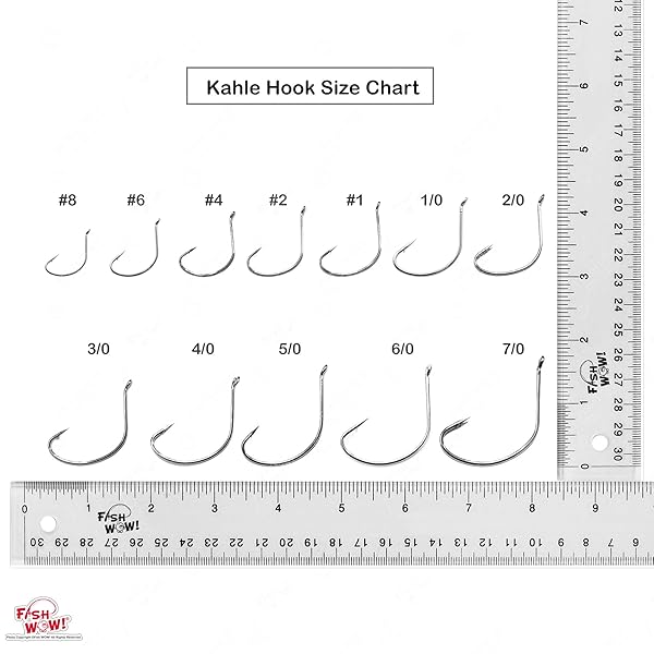 Fish WOW! 50pcs Size 6 Sharp 2X Kahle Hooks Nickel Wide Gap for Freshwater and Saltwater Fishing - View 7 of 7