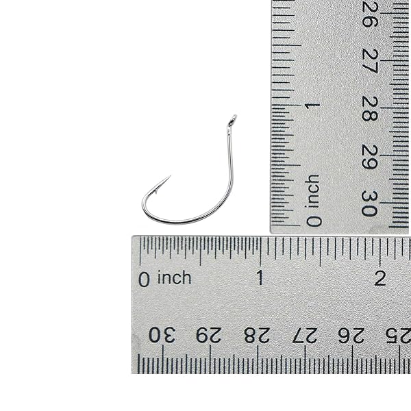Fish WOW! 50pcs Size 6 Sharp 2X Kahle Hooks Nickel Wide Gap for Freshwater and Saltwater Fishing