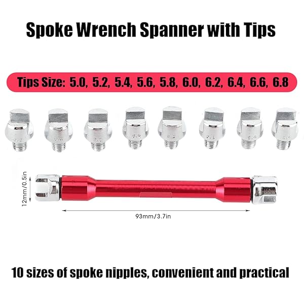Qiilu Qiilu Motorcycle Spoke Wrench CNC Set 5.0-6.8 Length 93 mm Red Boxed Tool for Most Motorcycles - View 5 of 10