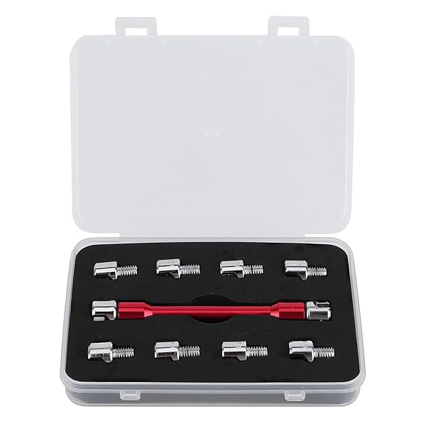 Qiilu Motorcycle Spoke Wrench CNC Set 5.0-6.8 Length 93 mm Red Boxed Tool for Most Motorcycles