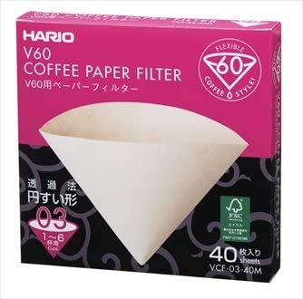 Hario V60 Size 03 Coffee Paper Filters 40 Count Box Natural for Perfect Brewing