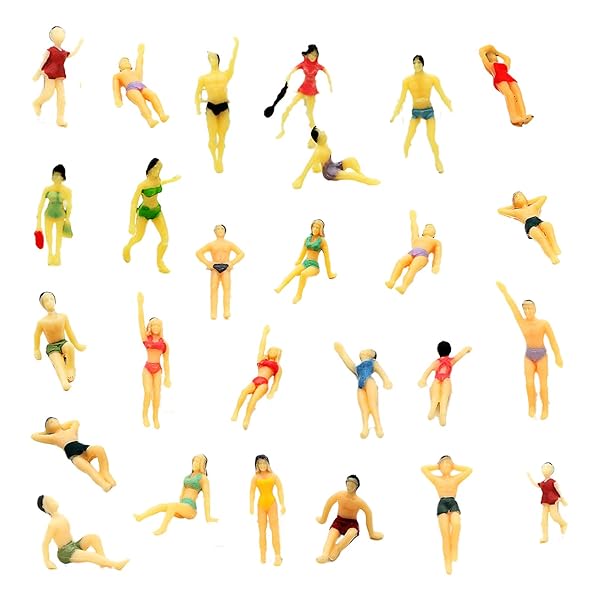 Hiawbon Hiawbon 30 Pcs Mini Painted People Model Beach Swimsuits Figurines 1:75 Scale Miniature Figures - View 8 of 8