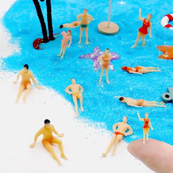 Hiawbon Hiawbon 30 Pcs Mini Painted People Model Beach Swimsuits Figurines 1:75 Scale Miniature Figures