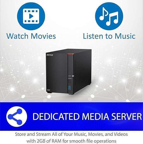 BUFFALO BUFFALO LinkStation 720: 16TB 2-Bay NAS for Home Office - Private Cloud & Media Server Storage - View 5 of 8