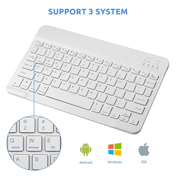 EDIVIA Universal Slim Portable Bluetooth Keyboard for Samsung Tablet Compatible with Galaxy Tab and Other Android Devices White - View 3 of 7