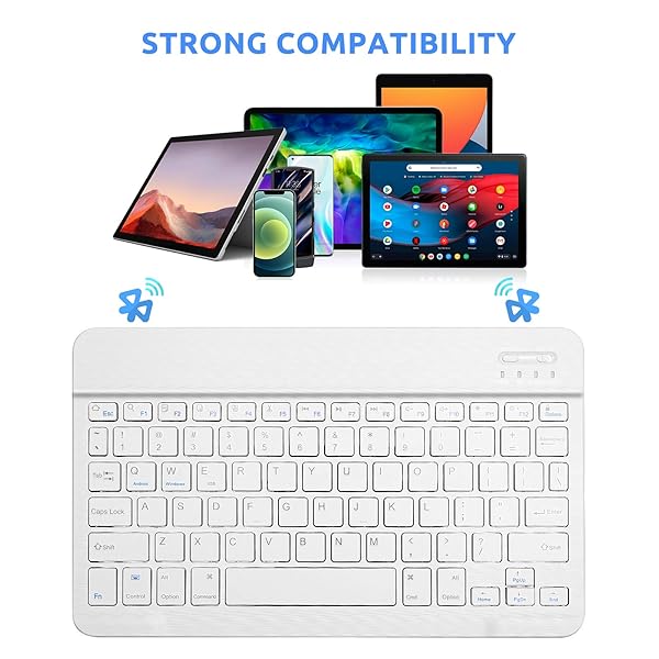 EDIVIA Universal Slim Portable Bluetooth Keyboard for Samsung Tablet Compatible with Galaxy Tab and Other Android Devices White - View 7 of 7