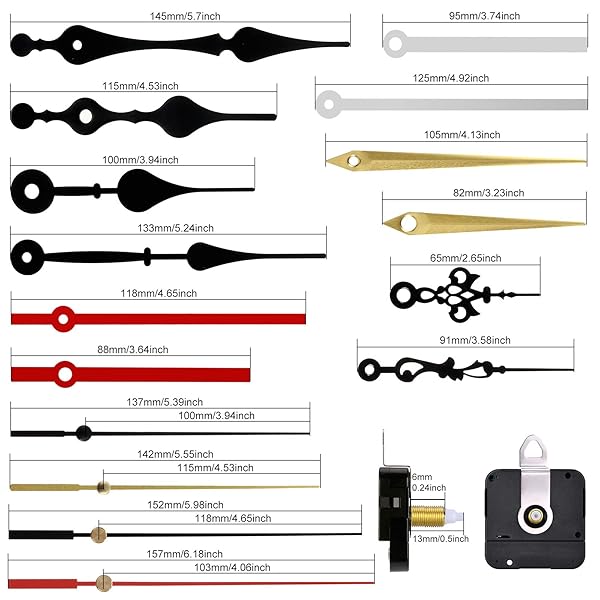 Outus High Torque Quartz Clock Movement Mechanism 6 Pieces with 6 Pairs Clock Hands Battery Operated DIY Long Shaft Repair Parts Motor Kits - View 3 of 8